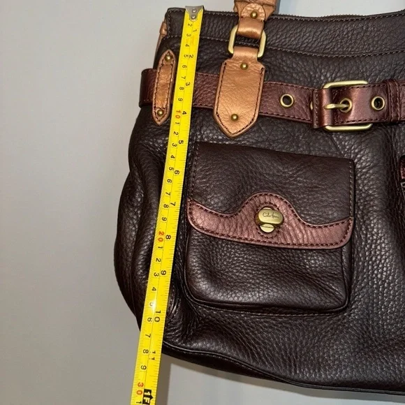 EUC Cole Haan Pebble Leather Hobo Purse Bag Brown Copper - Picture 10 of 11